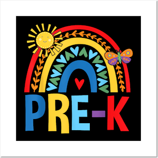 Pre K Rainbow With Cute Sun Back To School Posters and Art